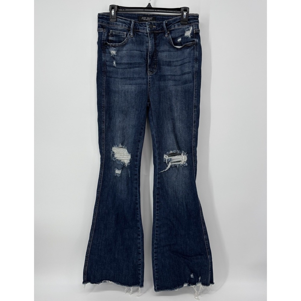 Judy Blue Flare Denim Jeans Distressed Women's‎ 11/30 Stretch Western Boho